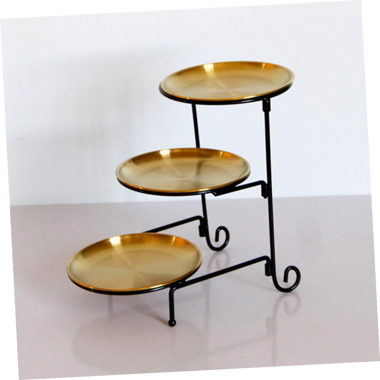 BESTYASH Alzatina 3 Livelli in Acciaio Inox Oro, per Frutta e Dolci | Portatile e Leggera, per Caramelle e Frutta Secca, Lavorazione Curata, per Picnic e Regalo