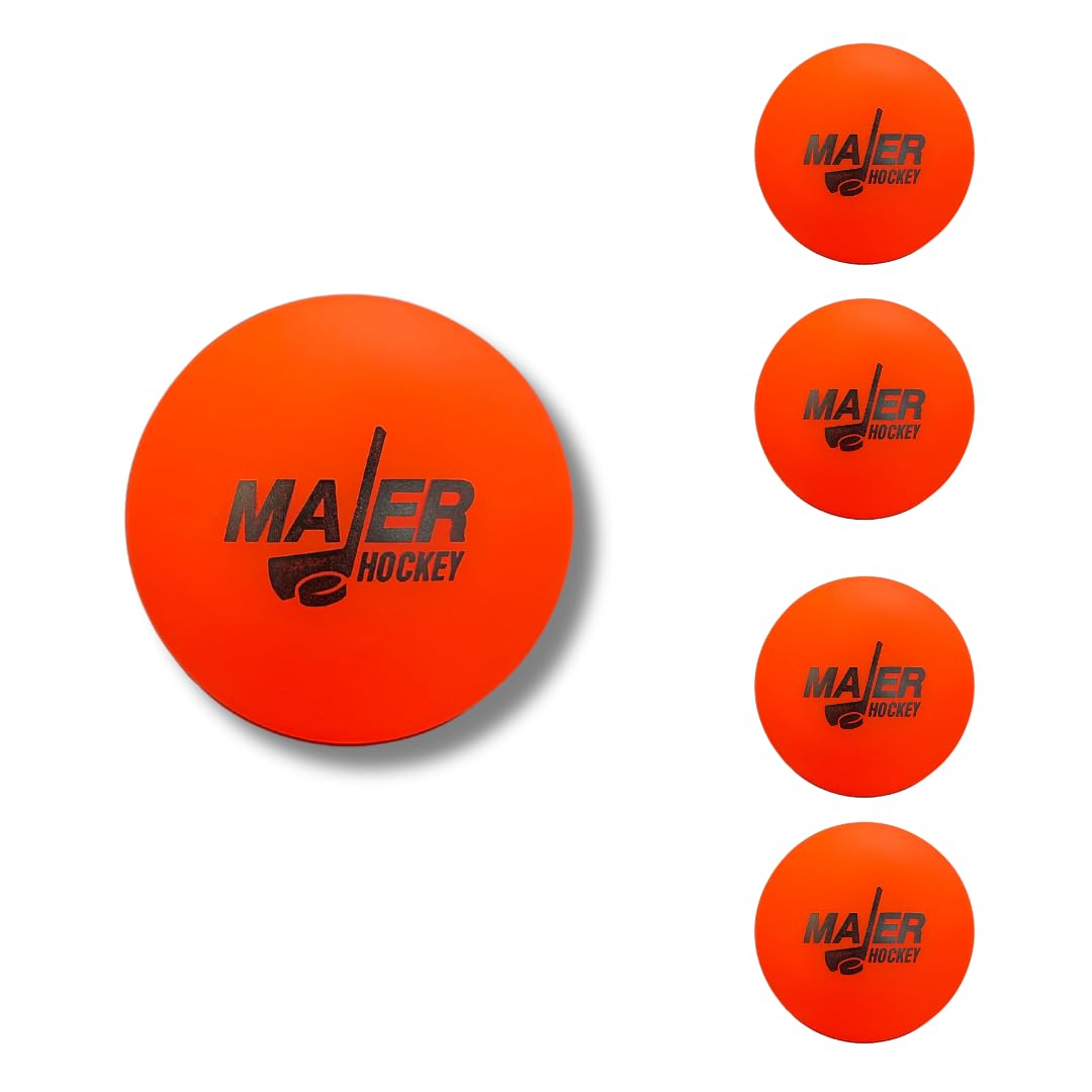 Majer Hockey Street Hockey Balls Orange Medium Density Ball for Indoor & Outdoor - Made for for Field, Road & Street Hockey Games, 4 Pack - 2