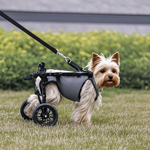 UIQELYS Kleiner Hunderollstuhl für Rückenbeine, grauer Hund/Katze/Haustier-Rollstuhl, leicht, Wagen mit behinderten Hinterbeinen, Spazierengehen, verstellbarer Hunderollstuhl