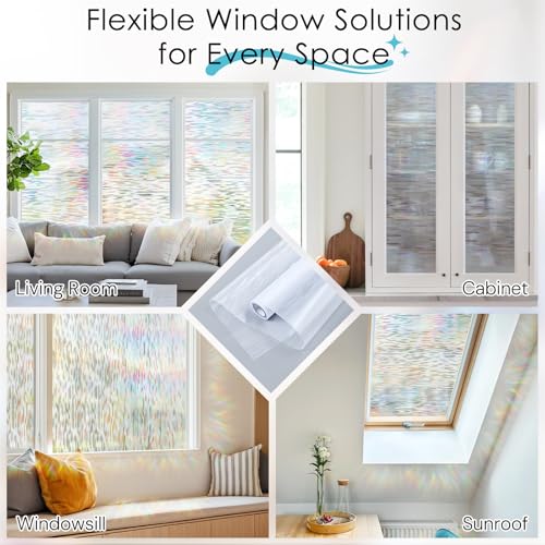DOWELL Rainbow Privacy Window Film, UV Blocking, 17.5" x 78.7" - image 6