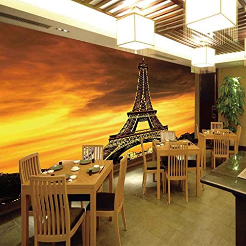 Papier peint panoramique 3D Tour Eiffel au crépuscule 350x256 cm - 4