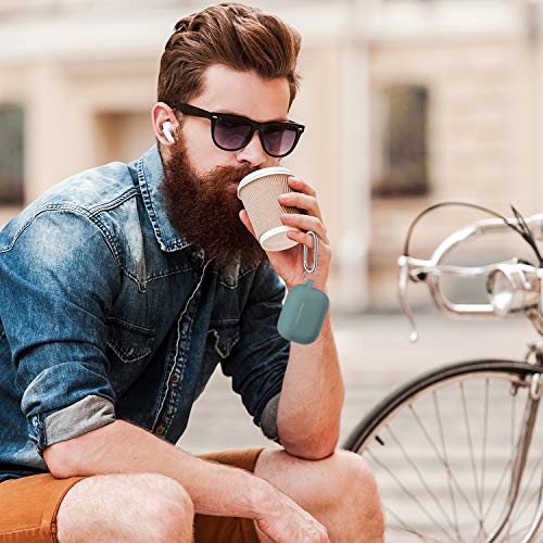 R-Fun Cover With Keychain, Full Protective Silicone Skin Accessories For Women Men Girl With Apple 2019 Latest Airpods Pro Case,Front Led Visible-Pine Green #TOP2