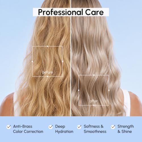 Image of MAREE Anti Yellow Purple Hair Mask for Damaged Hair - Purple Deep Conditioner & Blonde Toner - Hydrating Deep Conditioning for Dry, Curly, Blonde, Orange, Brassy, Bleached - Mascarilla para el Cabello