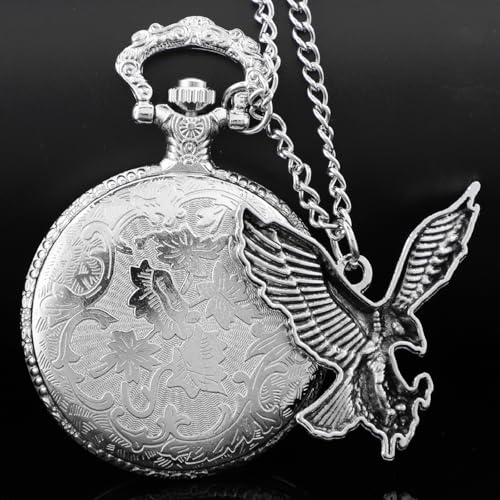 Image of Tiong Pocket Watch Pattern Vintage Quartz Pocket Watches with Chain Christmas Graduation Birthday Gifts Fathers Day