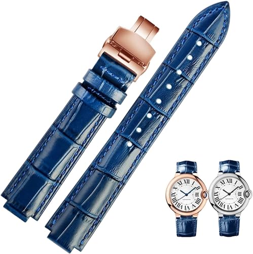 Bracelet de montre en cuir véritable pour boîtier convexe rose