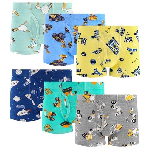 100% Cotton Boys Boxer Briefs Tagless Toddler Underwear (6-Pack) 2T Blue-banana/Dianosaur-a23