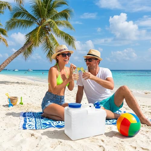 Contenedor de Agua Dicunoy con Grifo, 4 Galones, Recipiente Portátil para Camping, Dispensador delgado y resistente para vehículo, uso al aire libre, senderismo, emergencia miniatura 7