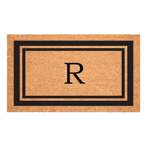 Calloway Mills 152961830R Black Border 18" x 30" Monogram Doormat, (Letter R)