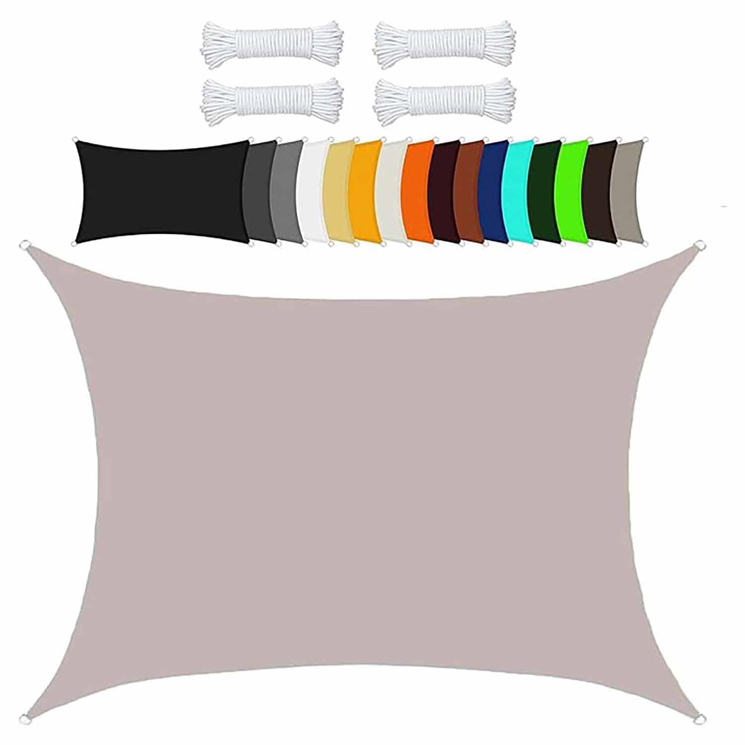 Ffsaacol Sail Shades Rectangle Waterproof, Sun Shade Sail Canopy Backyard, Sun Sail Shade for Patio Water Permeable & UV Block, Heavy Duty, Easy Install 4, 13x13ft/4x4m