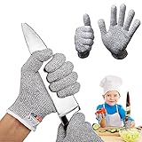 ENYACOS Schnitzhandschuh Kinder, Schnittfeste Handschuhe Kinder mit Stufe 5 Schutz, Schnittfeste Handschuhe Kinder Arbeitshandschuhe, EN 388 Zertifiziert Geeignet für 3-12 Jährige (XXS(5-8 Jährige))