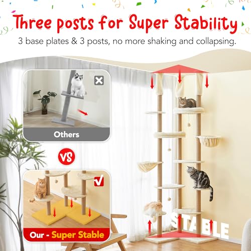 Torre para gatos ajustable Beige 102 in altura miniatura 3