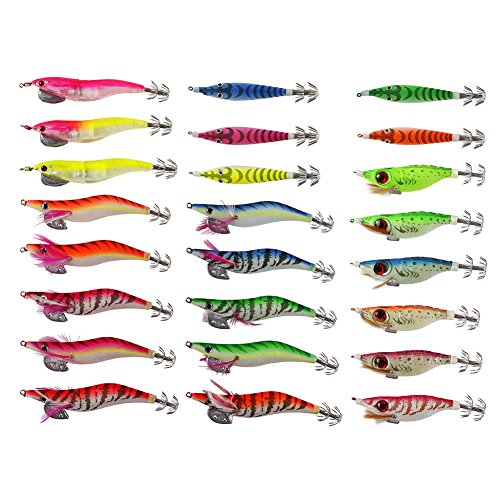 M&A 24 Piezas SEÑUELOS Squid JIGS POTERA JIBIONERA Y Calamar para Pesca