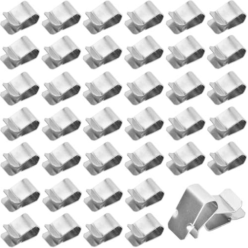 EUREKORA 40 Stück Rostfreier Stahl Feder U Klammer Metallclip 304 Edelstahl Clips Solarmodul Wiederverwendbar für Kabelbefestigung(21 mm x 12 mm)