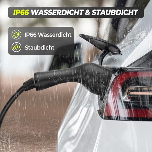 Typ 2 Ladekabel 11kW mit CEE-Stecker, [7M | 6-16A | 3-Phasig] mit Einstellbarer Ladeleistung, Mobile Wallbox/Ladestation & EV-Ladegerät für Model 3/Y/S/X, E-3008/E-308, ID.3/ID.4/e-Golf/andere EV