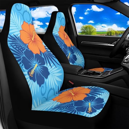 Housses de siège de voiture avant 52x138cm motif hibiscus élastiques et lavables