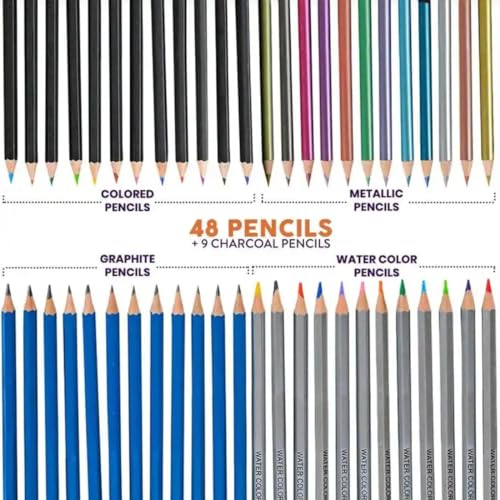 Image of Pieces Professional Drawing Pencils and Sketch Kit for Artist (75)
