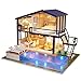 Bricolaje Casa de Muñecas de Madera de Diseño, con Luces+Piscina Privada, Miniatura con Todos los Muebles, Casa de Muñecas, Juego de Descompresión(CON/SIN Cubierta de Polvo)(SIN Cubierta de polvo)