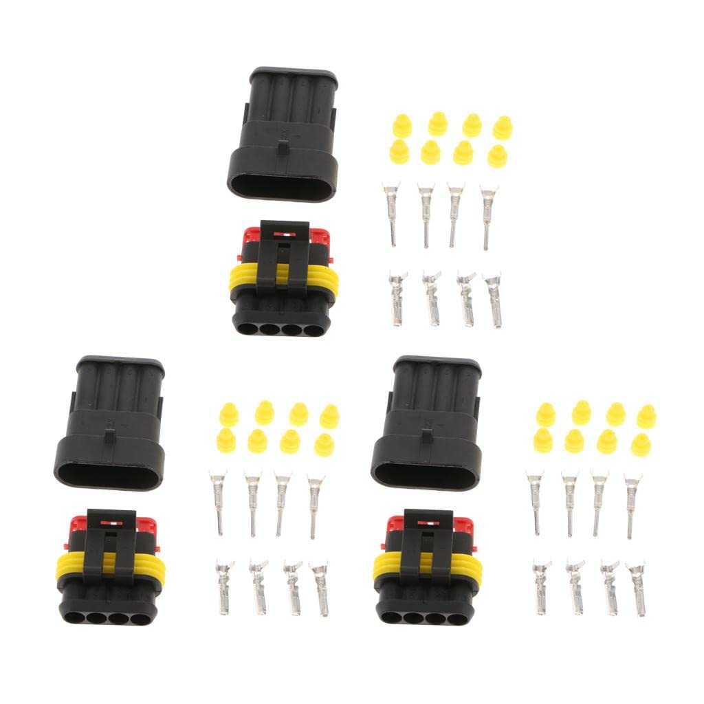 ATORSE™ 3 Kit 4Pin Way 16 Awg Waterproof Connector Wire 1.5Mm Series Terminal Connector Black-image-36