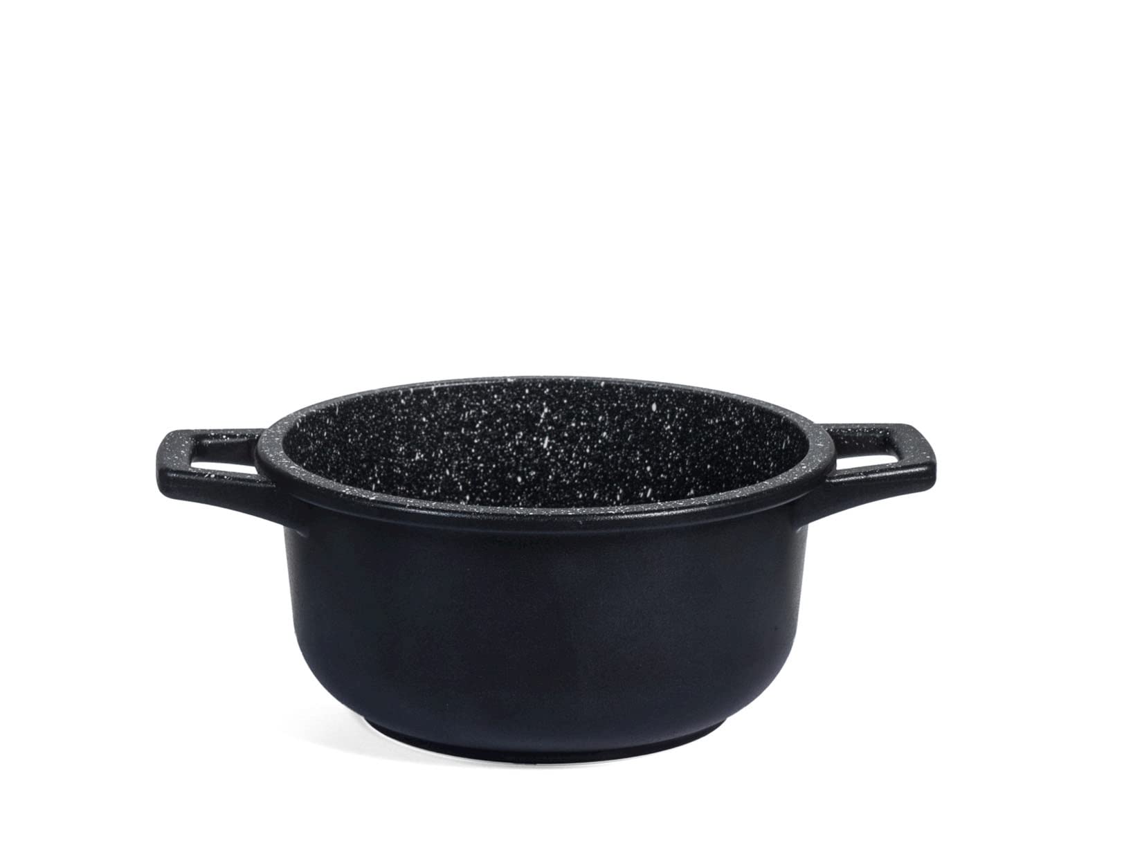 Home Pietra Casseruola Antiaderente con 2 Manici, Pietra, Nero, 16 cm