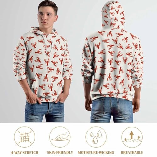 Lobster Seamless Mens Casual Hooded Collar Drawstring Pullover Sweatshirts Long Sleeve Shirts2