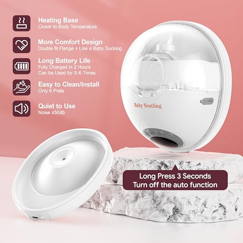 Image of Heated Base Hands Free Breast Pump, Wearable Breastfeeding Pump of Baby Heated Dustproof Base, Voice Prompts LED Display with 4 Modes &12 Levels Memory Function-22 mm,Christmas Gift, 2 Pack Gray