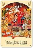 Everett Goodman Home Decor - Cartel de metal vintage con diseño de puerto marítimo del Pacífico Disneyland Hotel.20 x 30.5 cm para pared, bar, garaje, decoración mural para el hogar