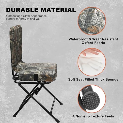 MYDAYS 360° Swivel Hunting Blind Chair, Foldable Ground Blinds Seat for Hunting, Fishing, Camping - image 4