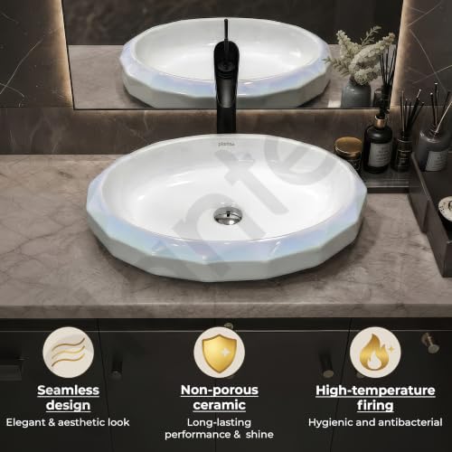 Image of Plantex Ceramic Basin for Bathroom /Table Top Ceramic Basin /Washbasin for Bathroom - (NC-938)