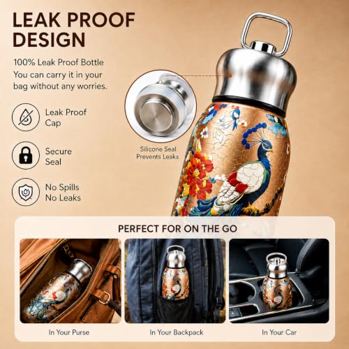 Image of Premium Floral Printed Stainless Steel Water Bottle | Double Wall Vacuum Insulated Thermal Flask