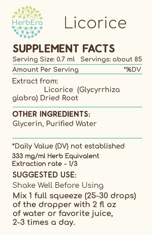 Tintura de extracto de hierbas sin alcohol de regaliz B60, (Kan tsau, Glycyrrhiza Glabra) (2 fl oz) 3