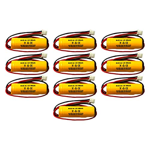 (10 Pack) OSA268 Custom-332 Dantona ELB CS01 Lithonia EXR LED EL M6 Unitech AA900mAh 1.2v Ni-CD AA 900mAh 1.2v Battery Exit Sign Emergency Light BST D-AA900BT