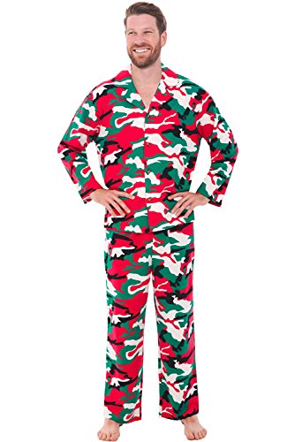 Alexander Del Rossa Men's Lightweight Flannel Pajamas, Long Cotton Pj Set, 2X Christmas Camouflage (A0544N262X)
