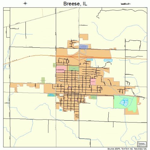 Large Street & Road Map of Breese, Illinois IL Printed poster size
