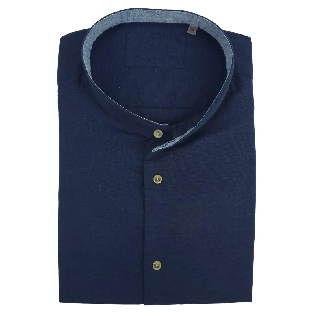 Camisa de hombre de manga larga, 100% puro lino, tallas grandes, cuello a la coreana, 4XL, 5XL, 6XL