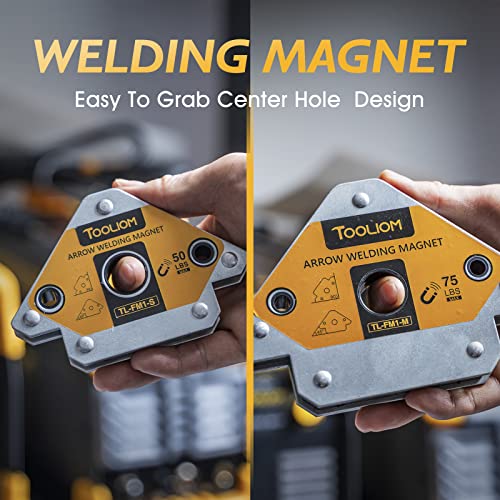 Image of TOOLIOM Arrow Welding Magnets 6Pcs 25LB & 50 LB & 75 LB Strong Hold Magnetic Welding Holder Welder Magnet Set Welding Accessories