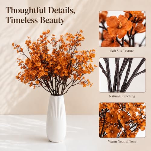 Image of Mandy's 6 Bundles Artificial Orange Baby's Breath Flowers