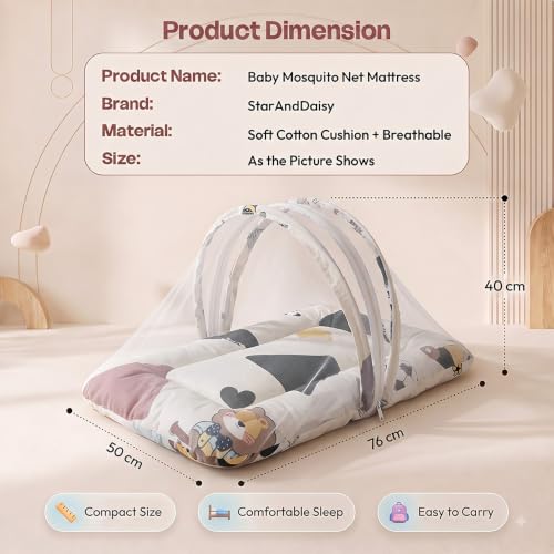 Image of StarAndDaisy 3 in 1 Baby Mosquito net for Sleeping, Mosquito net for Newborn Baby with Washable Design, Soft and Comfortable Bed.