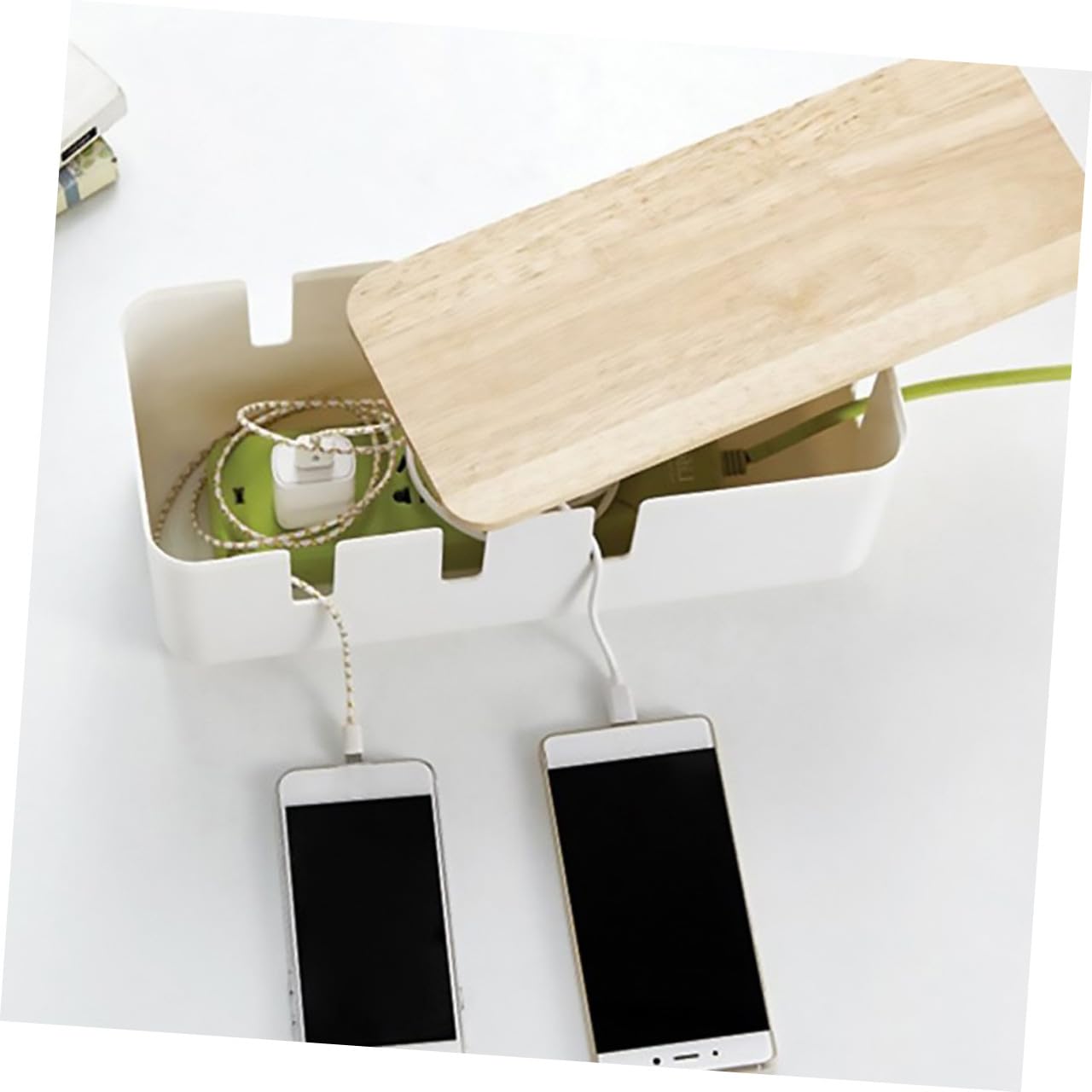 Homoyoyo Caja Organizadora para Cables con Tapa Resistente y Práctica para Enchufes Múltiples y Regletas Almacenamiento Ordenado para Escritorio y Hogar Protección y Gestión de Cables
