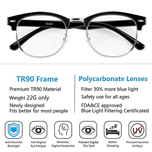Image of 2 Pack Blue Light Blocking Glasses for Computer Eye Strain [Dry Eye & Sour Eye], Anti UV Reduce Headache Stylish Gaming Bluelight Blocker Glasses Men Women (Black Clear)