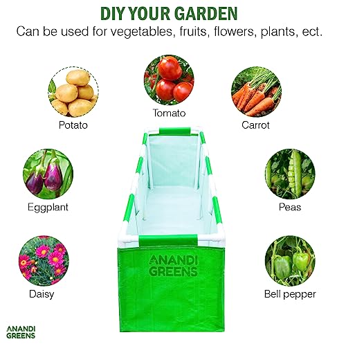Image of Anandi Green's 5X1.25X1.25 Fit HDPE UV Protected 360 GSM Rectangular Plants Grow Bag Terrace Gardening Vegetable Garden with PVC Frame