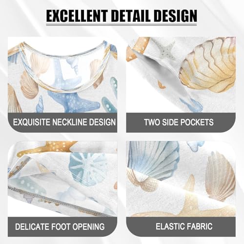 senya Short Sleeve Pajamas Sets Summer Cotton Sleepwear Cute Seashells and Starfish4
