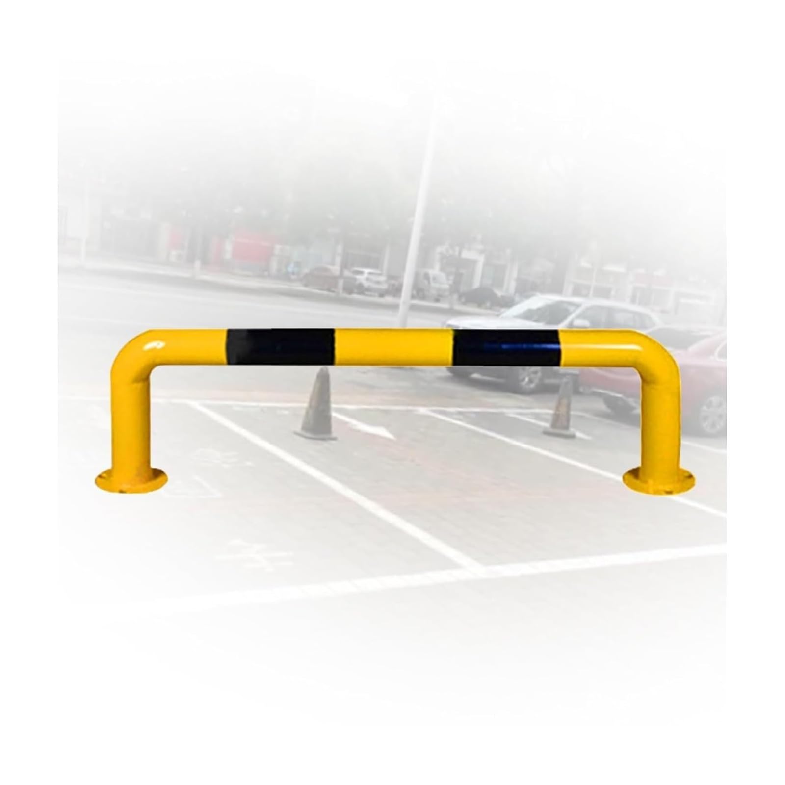 CWCQGH U Shape Security Bollards Black & Yellow Parking Space Blocker, Car Protection Posts For, Driveway, Garage (120x30cm)