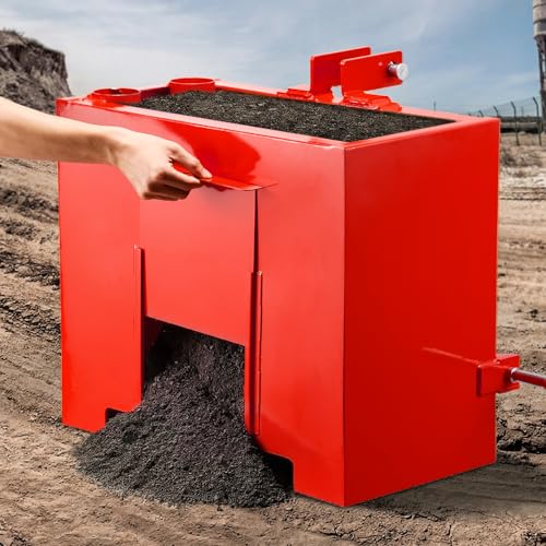 VEVOR Ballast Box 3-Point Category 1 Tractor Ballast of 800 lbs Capacity with Standard 2 Inch Hitch Receiver Heavy-Duty Steel 3.2 ft Large Volume Durable Loader Attachment with Sliding Door Red