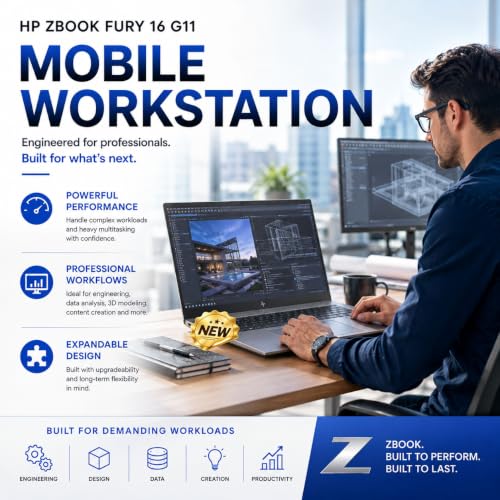Image of HP ZBook Fury 16 G11 | 16 inch WUXGA Professional Workstation Laptop | Intel Core i7-13850HX 20-Core(Up to 5.3GHz) | 64GB DDR5 | 4TB PCIe SSD | Backlit Keyboard | Thunderbolt 4 | RJ-45 | Windows 11 Pro