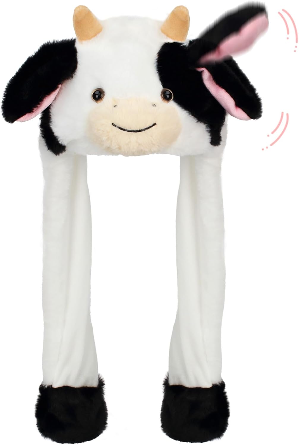Animal Plush Hat with Moving Jumping Ears Pop Up Beating Hat Plush Cosplay Dress Up Funny Gift for Kids Adult