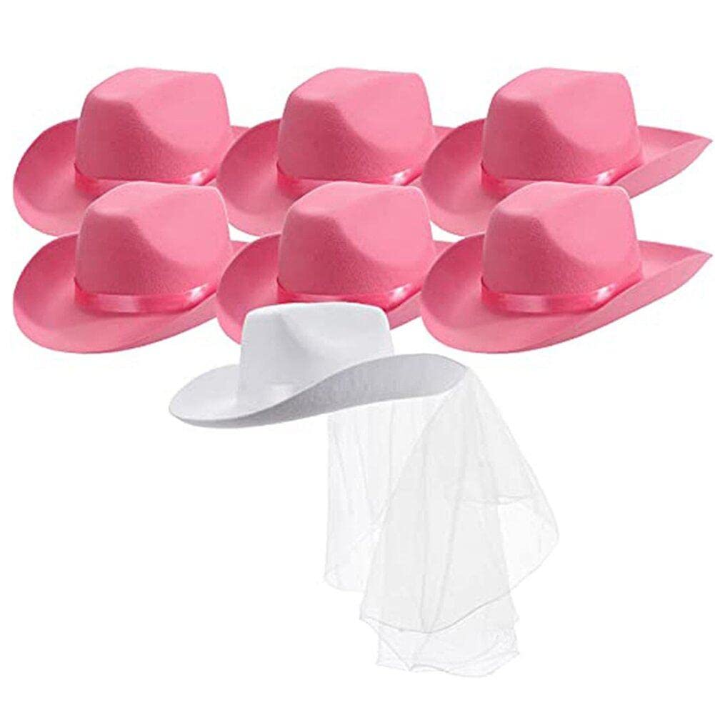 Gombado De Vaquera De Novia Ancha Con Sombrero De Fiesta De Bodas De Velo Gat De Gorra De Vaquero Western Capboy Para Despedida De Soltera