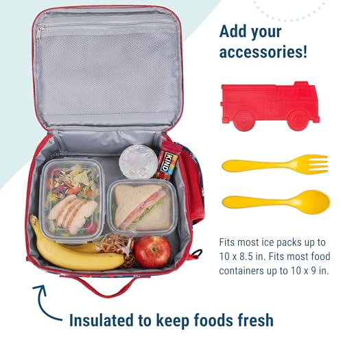 Image of Wildkin Kids ECO rPET Insulated Lunch Box - Keeps Food Hot or Cold, Easy-Clean Lining, Mesh Pockets & BPA-Free - Boys & Girls, Ideal for School, Travel & Daycare - Transportation