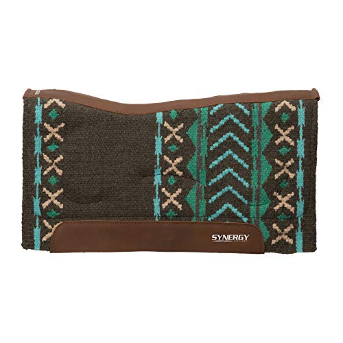 Weaver Leather Synergy Natural Fit Performance Saddle Pad, Mojave - Charcoal/Turquoise, 33