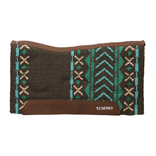 Weaver Leather Synergy Natural Fit Performance Saddle Pad, Mojave - Charcoal/Turquoise, 33" L x 38" W