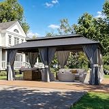 Aoxun 20Ft X 12Ft Hardtop Gazebo, Aluminum Metal Outdoor Gazebo with Breathable...